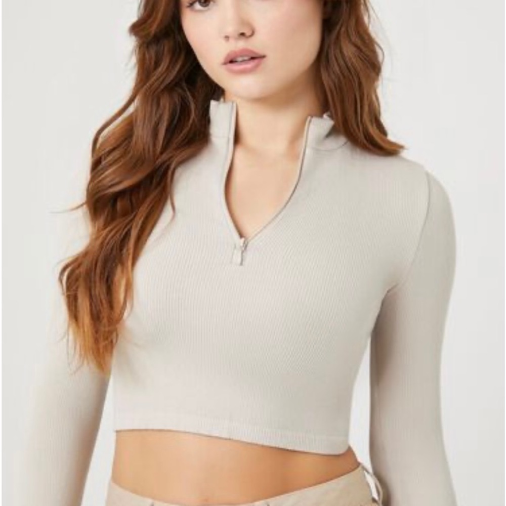 Forever 21 Seamless Half-Zip Crop Top